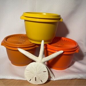 Tupperware Servalier Bowls & Seals Harvest Vintage 3